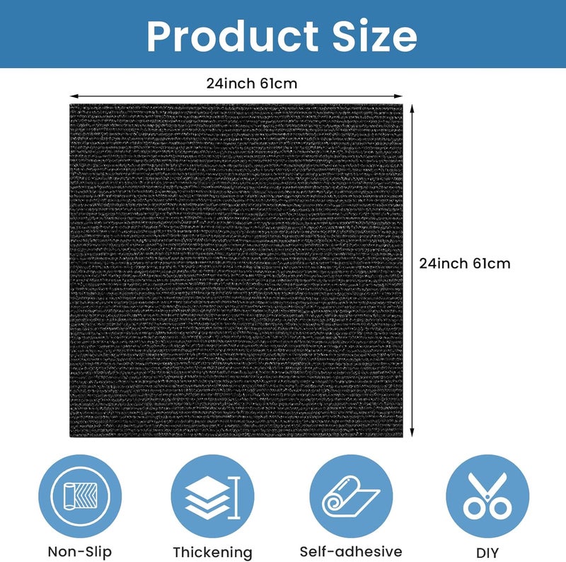 AILOOCEDI 10PCS Carpet Tiles Peel and Stick 24 x 24 Inch DIY Self Adhesive Non-Slip Carpet Squares for Indoor Living Room Bedroom Office (Black) - Image 3